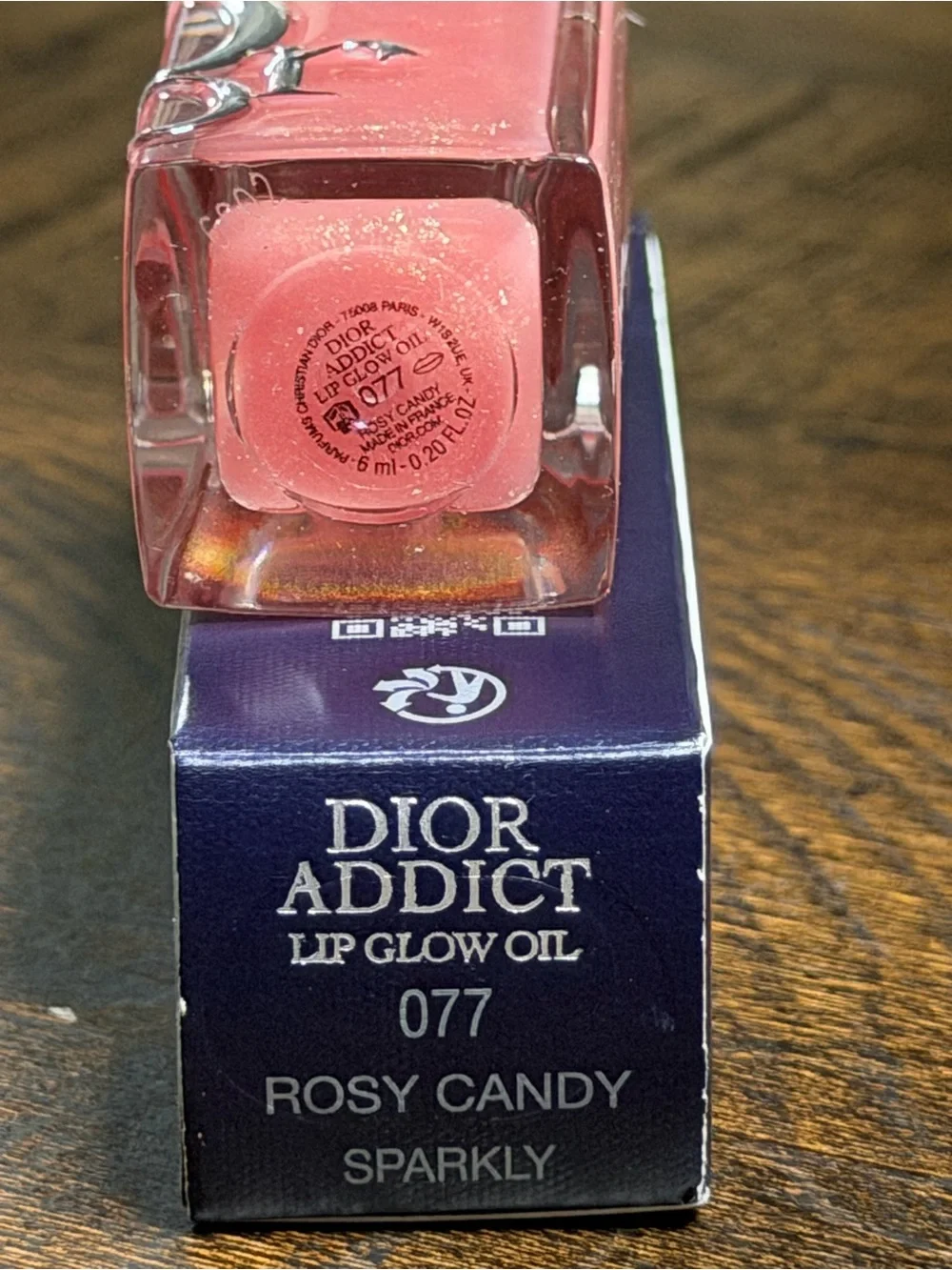 Dior-077 Rosy Candy Sparkly- Addict Lip Glow Oil Ultra-Shine- New Full size